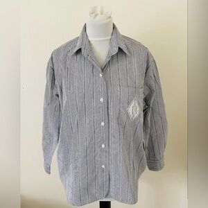 VTG Levi’s Dockers Women Button Down Blouse Size Petite M Long Sleeves Nautical